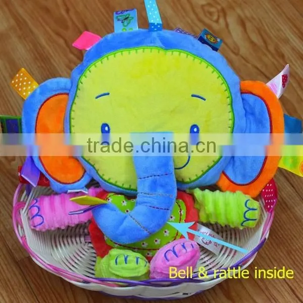 Lovely elephant bell & rattle insert baby educational plush toys baby bed hanging toys