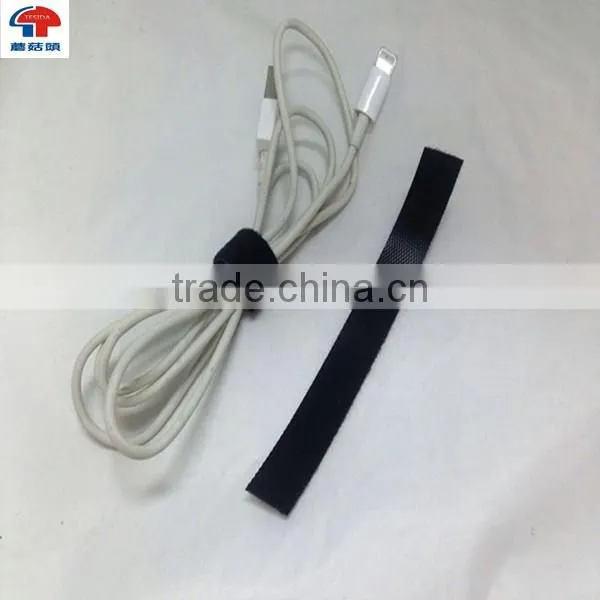 Self-locking black wire bundle belt hook and loop strap