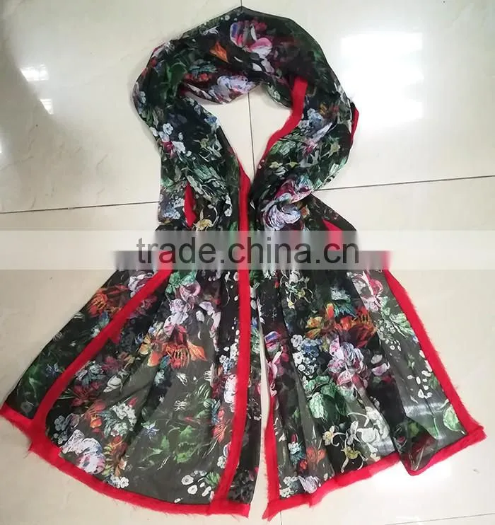 High quality fashionable digital print dandelion muslim hijab silk scarf