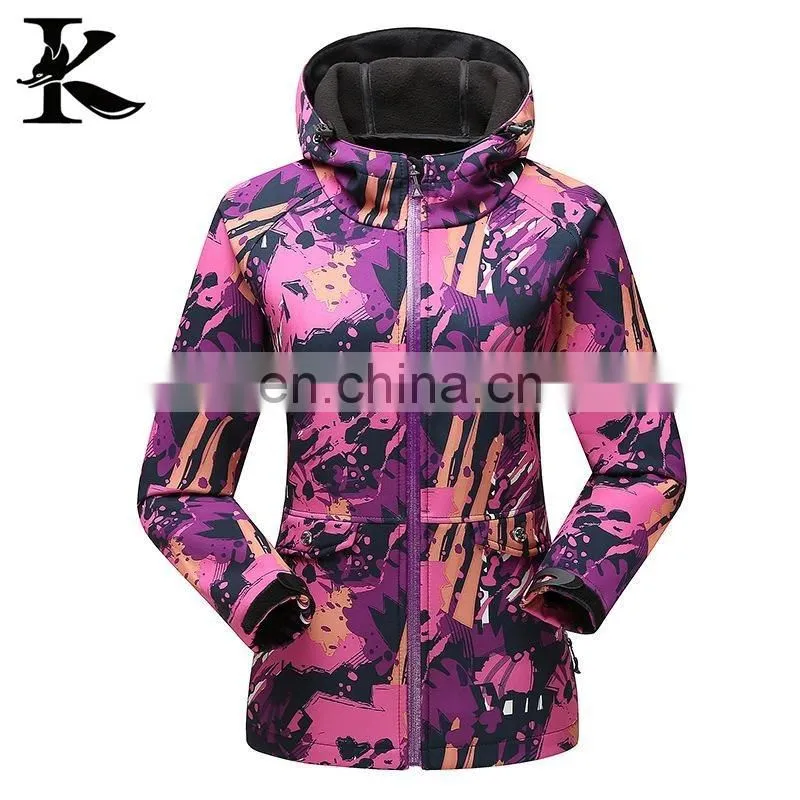 Women's hiking camping outdoor Camo jacket waterproof softshell jacket