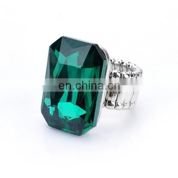 Fashion Rectangle Zircon Ring Stretched Knuckle Ring 7 Colors In Stock