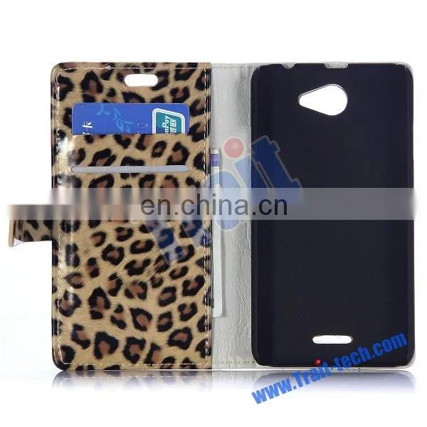 Fashion Leopard Pattern Wallet Style Magnetic Stand Flip Leather Case for HTC Desire 516 with Card Slot