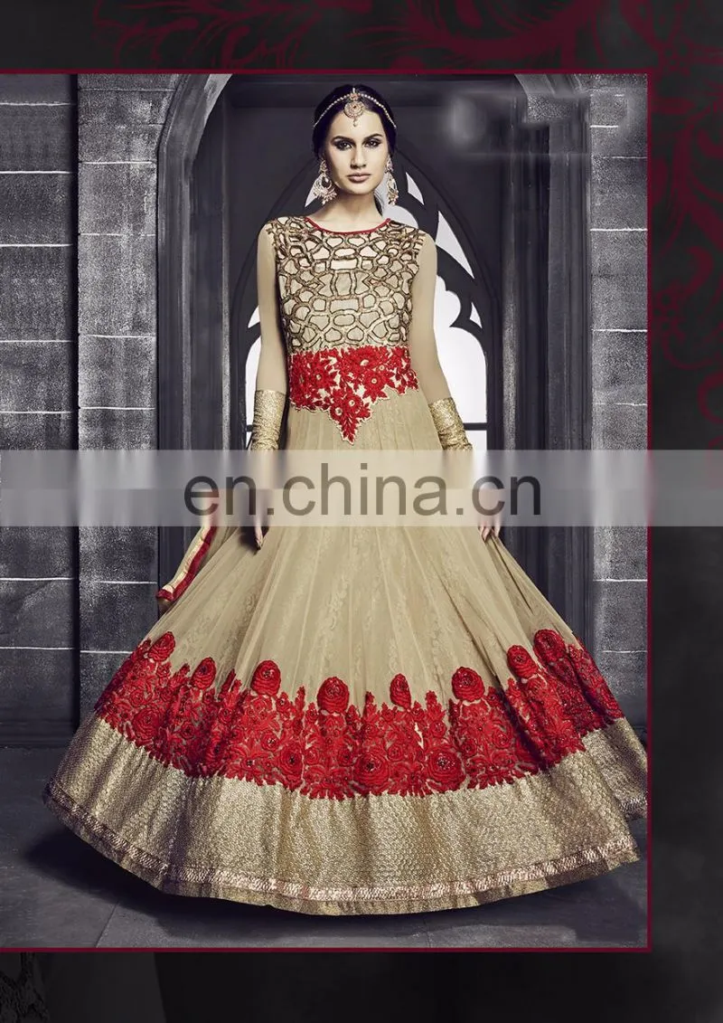 Red Colored Pure Georgette Heavy Designer Suit.