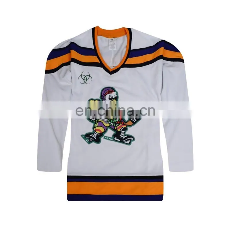 100% polyester customized white embroidery hockey jersey