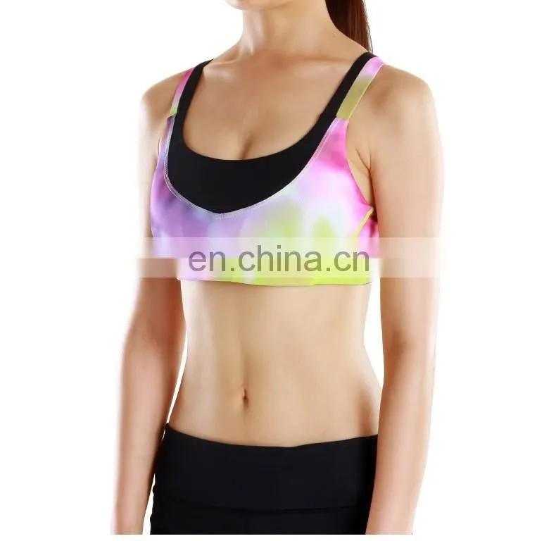 Wholesale Spandex / Lycra Fitness Clothing Women Printed Sports Bra#S150039