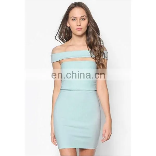 Sexy off shoulder dress fashion women clothing strapless blue bodycon dress