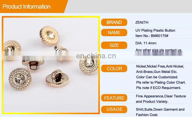 Abs Plastic Rhinestone Button BA60175