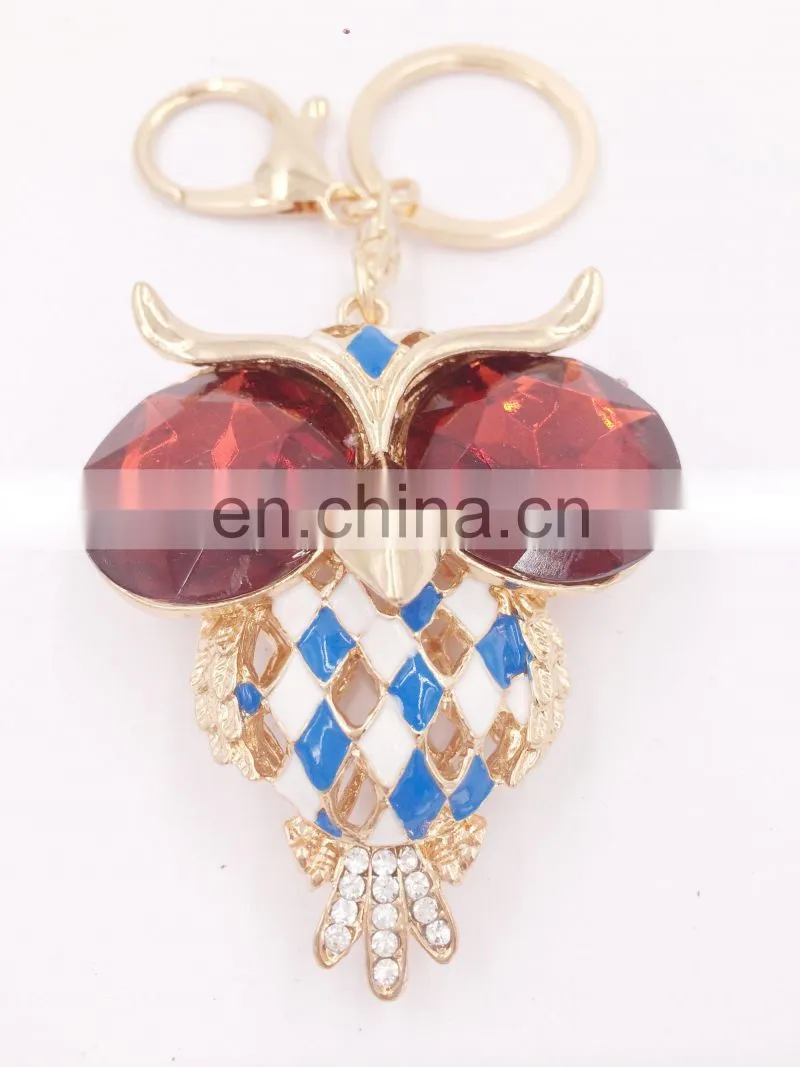 Owl Key Chains Crystal Eyes Rhinestone Key Chain Charm Purse Handbag Car Key Keyring Keychain