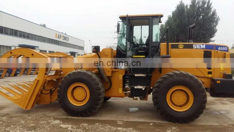 Efficient 5 Ton SEM 655D Front Loader Wheel loader with wood Grapple Log Grabber sugar cane grabber