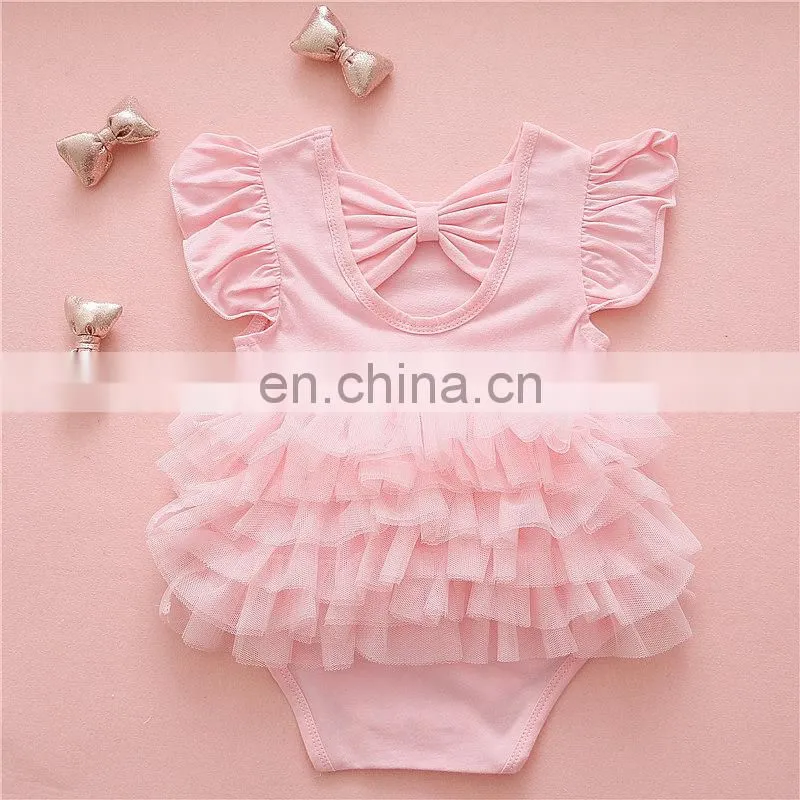 Wholesale Baby Girls Cotton Clothes Princess Ruffle Birthday Baby Girls Party Romper