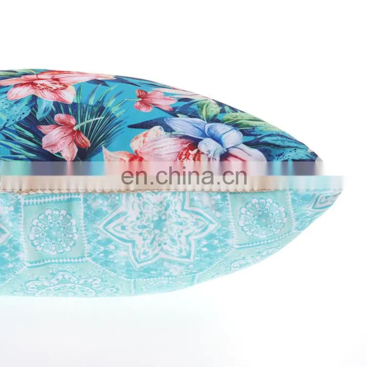 Decorative Double Sides Blue Floral Flowers Printed Outdoor Cushions for Garden