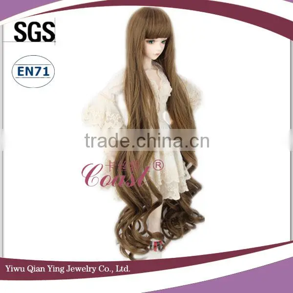 long curly brown synthetic size 3 doll wigs