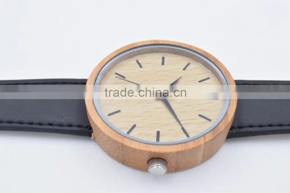 Wholesale customized personalized Fashion Wood case Watch Men Custom Logo Wrist Watch With Leather Band