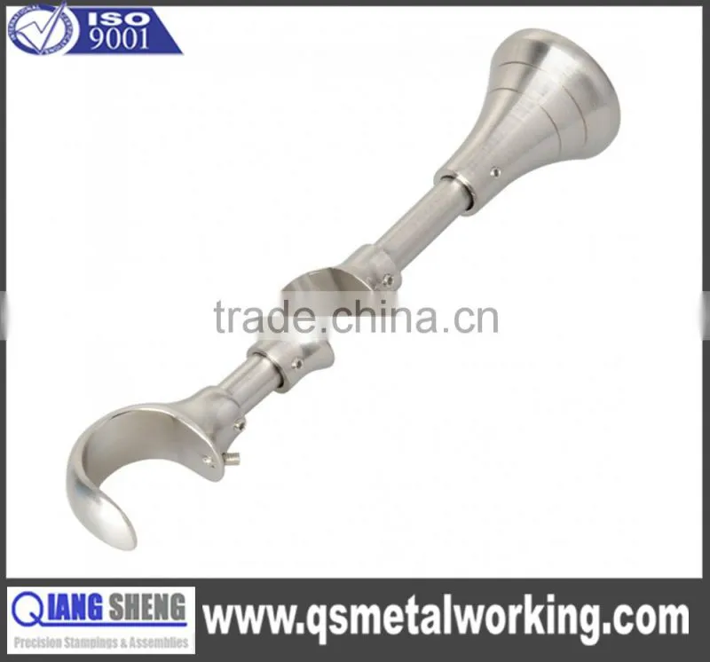 customized OEM adjustable tension metal curtain rod wall ceiling bracket