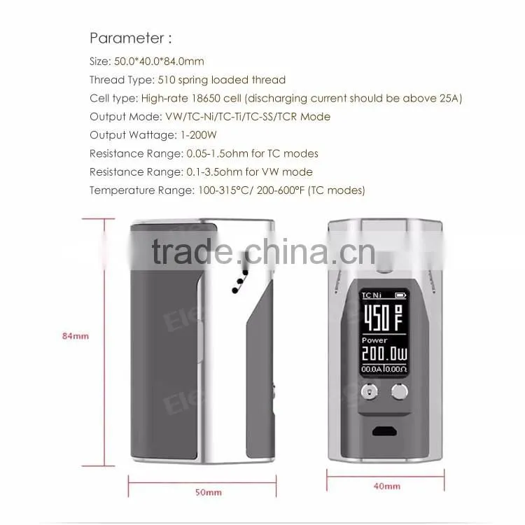 2016 Wholesale Original Wismec Reuleaux RX200S TC Mod with 200W with TFV8