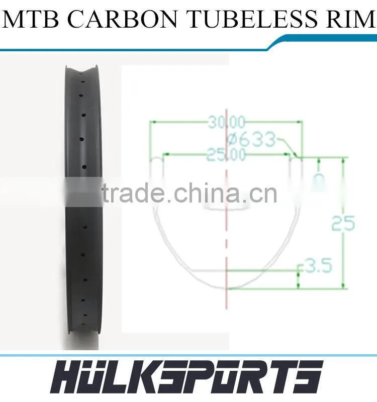 26er Full Carbon Tubuless Bicycle Rims Toray T700 Carbon Rims For Mountain Bicycle Glossy/Matt Carbon MTB Bike Rim