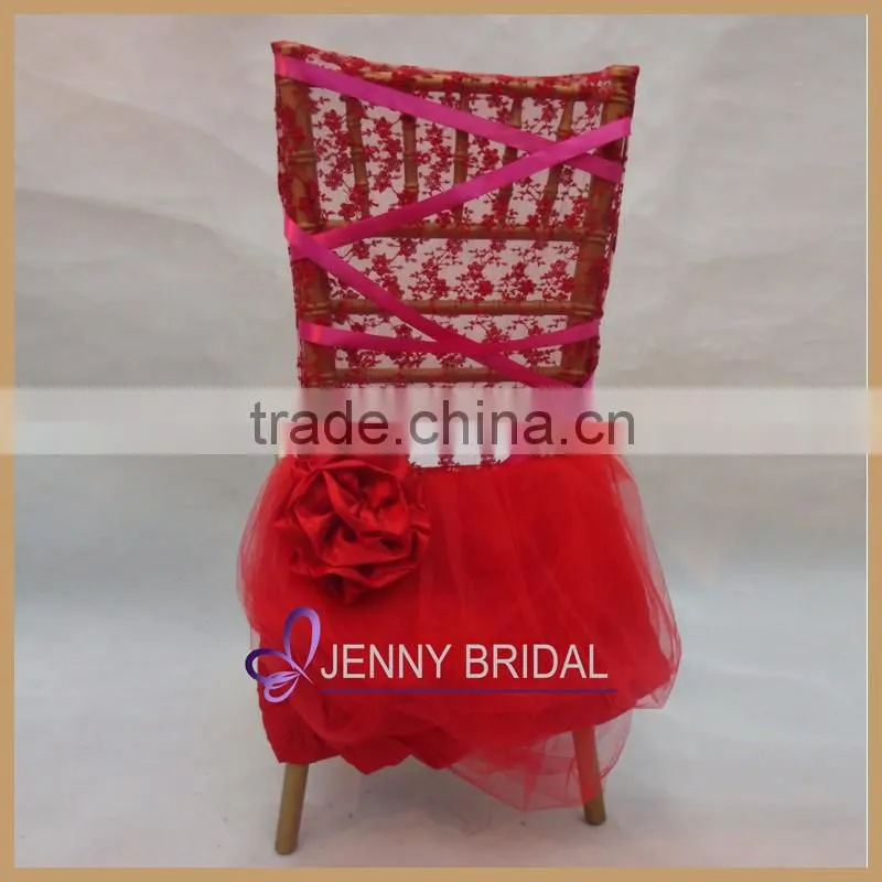 C133B hot pink tulle banquet weeding party chair cover