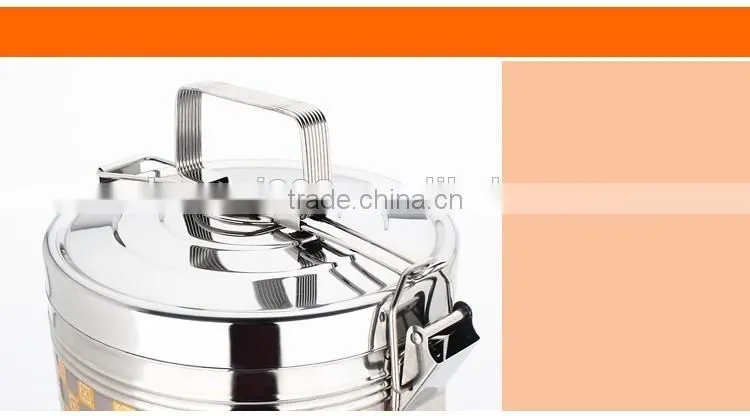 guangdong stainless steel tiffin lunch box/ 4 layers thermal metal food carrier/ hand pot