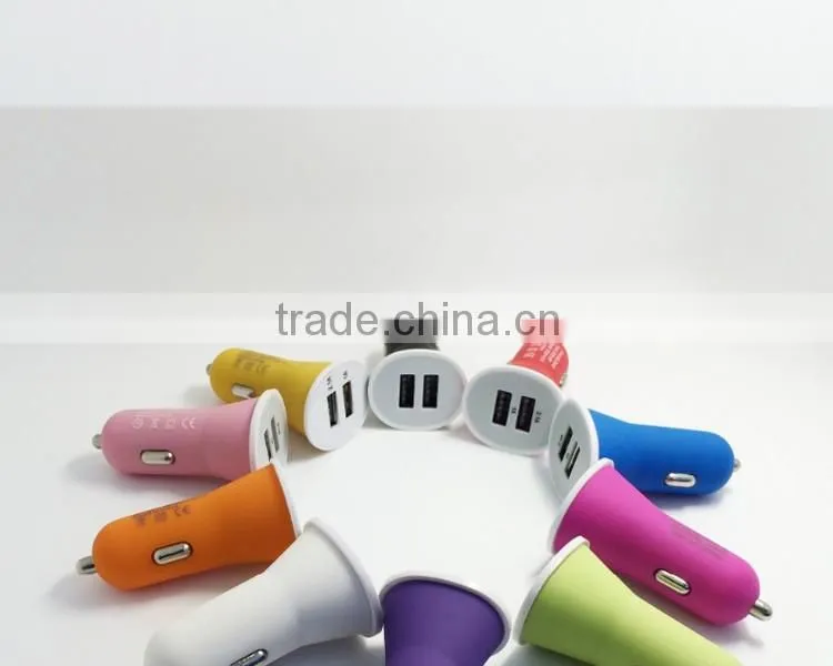 Top Quality online shopping Frosted Spray Portable Universal Dual USB Car Charger for Smart Phone with 2 usb ports free samples