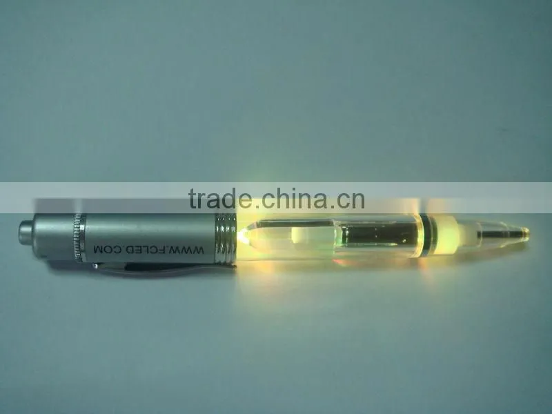2014 new products led ballpen,plastic flashing light pen,promotional pen with custom logos
