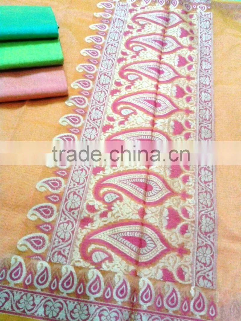 fancy plain saree with border and pallu