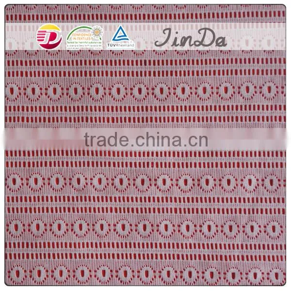 Nylon white elastic polish lace fabric for baby dress