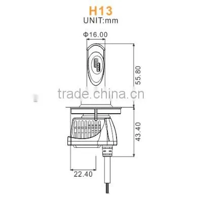 Hottest and super brightness hi/low beam auto headlight h13 led in fashion cars