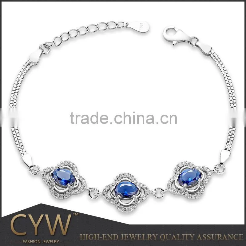 CYW moroccan bracelets Blue zircon s925 sterling silver jewelry china factory direct sale