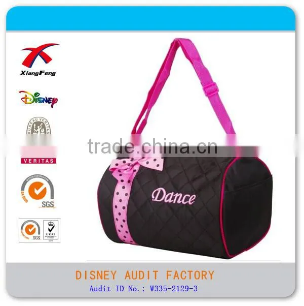 Nylon Dance Duffle Bag with Pink Polka Dot Bow