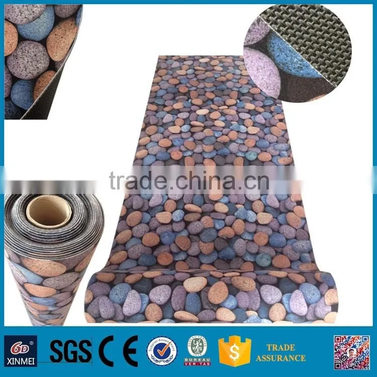 cobblestone printed brushed fabric pvc carpet roll