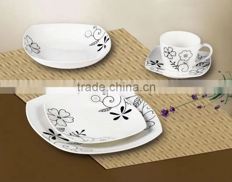20pcs square decal porcelain dinner set, hotsale dinner set