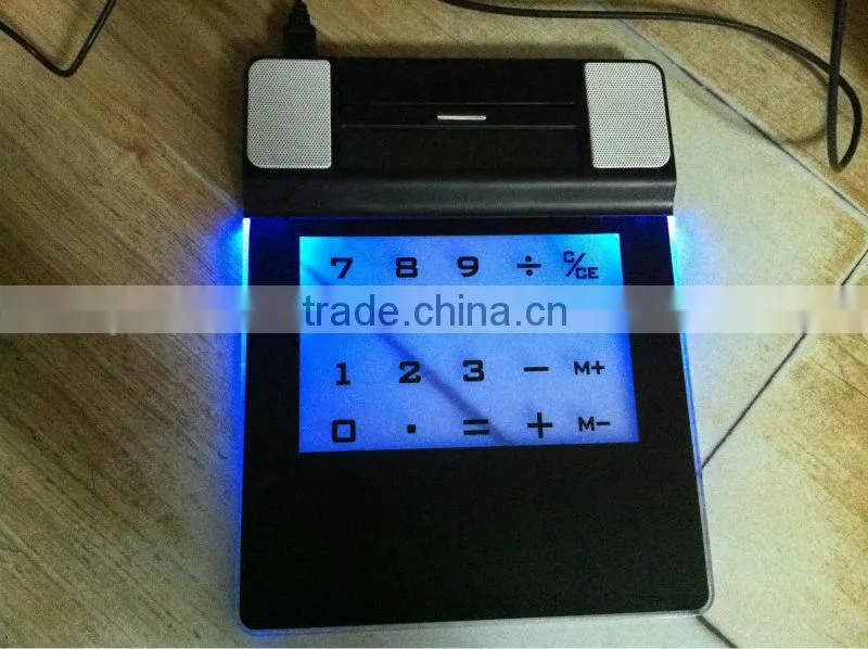 Mutifuntional Mouse Pad with USB2.0 Hub and Speaker 2-in-1 USB Powered Mouse Pad & Calculator