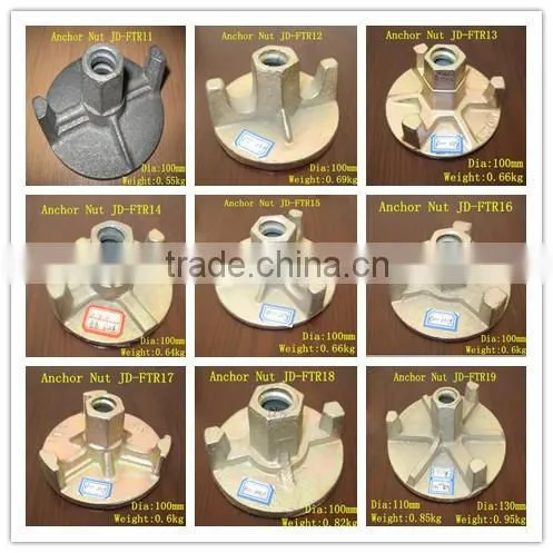 Formwork Galvanized Tie Rod Casting iron wing Nut 15 / 17mm