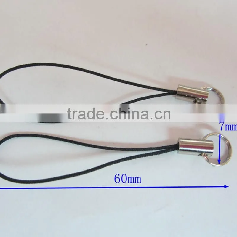 Fashionable 60mm Black Cellphone Strap With Small Ring For Wholesale