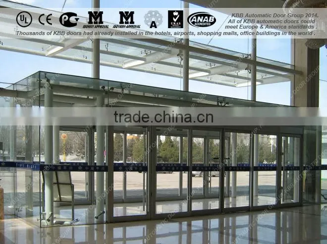 Automatic sliding door, laminated glass, aluminium frame, CE UL ISO9001 ISO14001 certificate