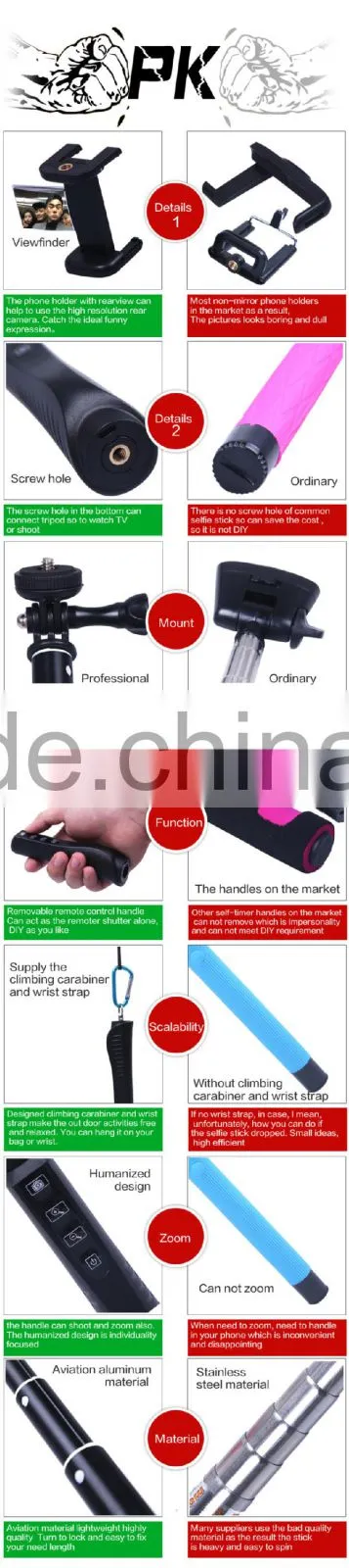 2015 extendable camera tripod monopod selfie stick