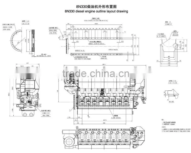 Zichai 8N330 Marine diesel engine with 4500hp