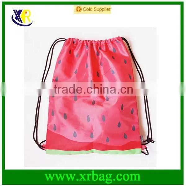 100% Polyester Fruit Pattern Drawstring Backpack for Book Clothes Travel Outdoor Drawstring Bag