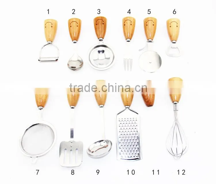 Hotsale Wooden handle stainless steel kitchen utensils stainless steel bottle opener