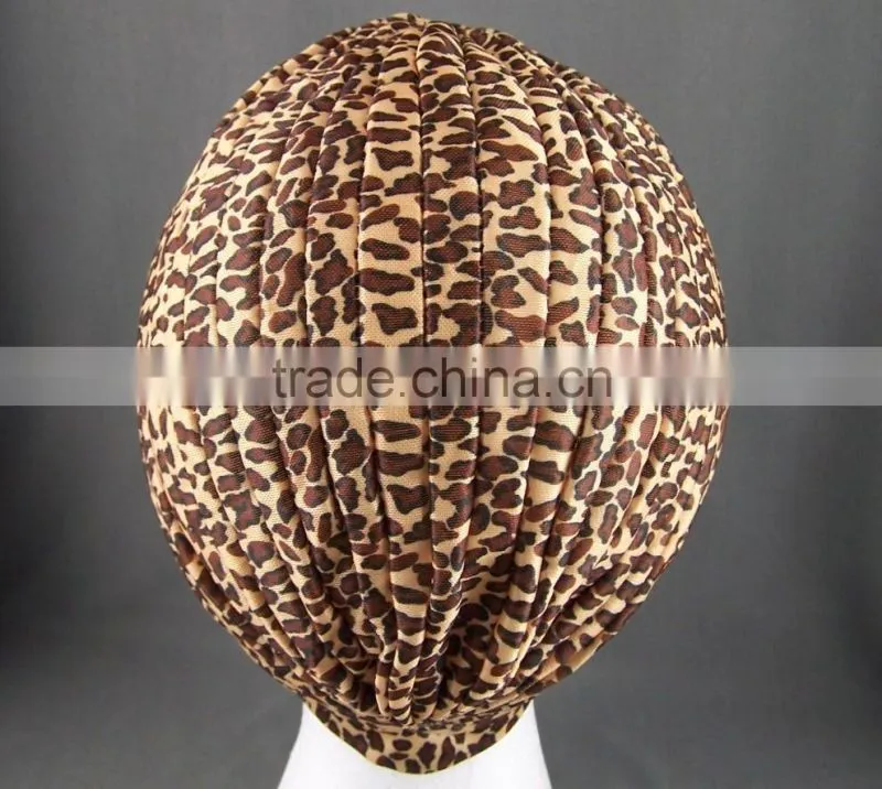 Turban Head Wrap Band headband Hat Cap Chemo Bandana leopard brown