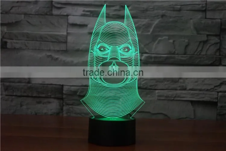 2016 New Cool 3D NIGHT LAMP Batman Shapes decorative Bedroom Lights Micro USB LED Table Lamp Night Light For Child