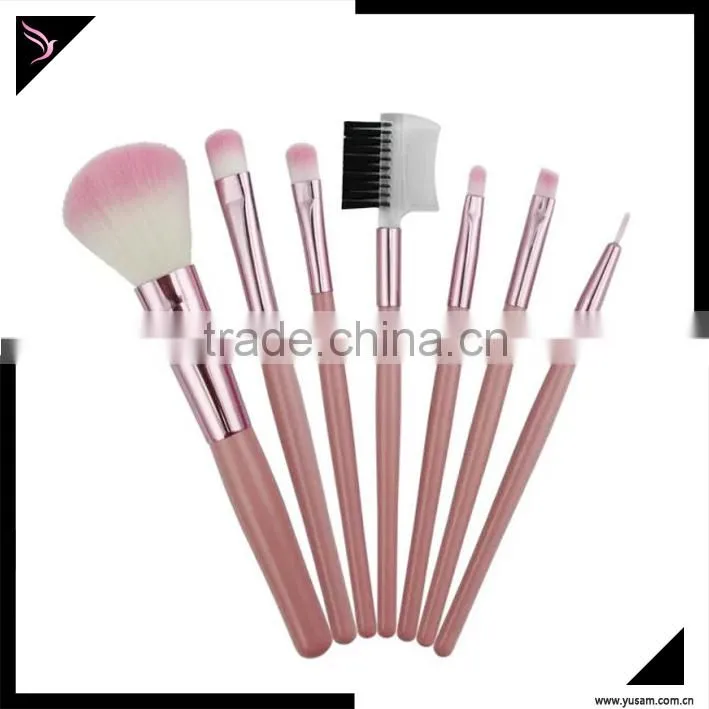 Pink color 7 pcs personalized high quality makeup brush kit