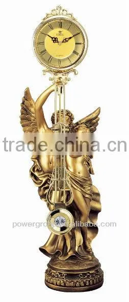 Golden clock for lovers gift Women and Men table clock Imitation copper crafts wedding gift clock