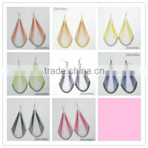 Fshion handmade silk thread earrings in rose color