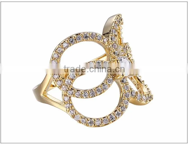 Fashion Unique Jewelry Zircon Gold Wedding Ring BR01560