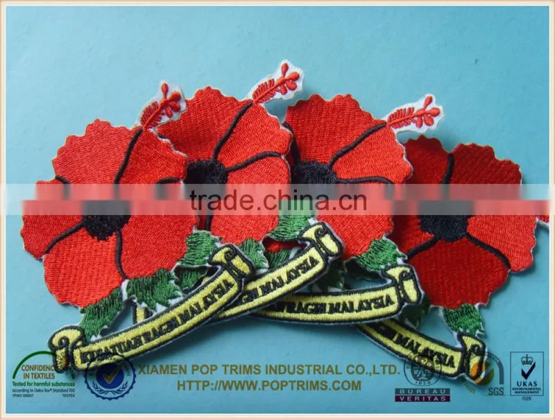 Beautiful red flower emboridery patch