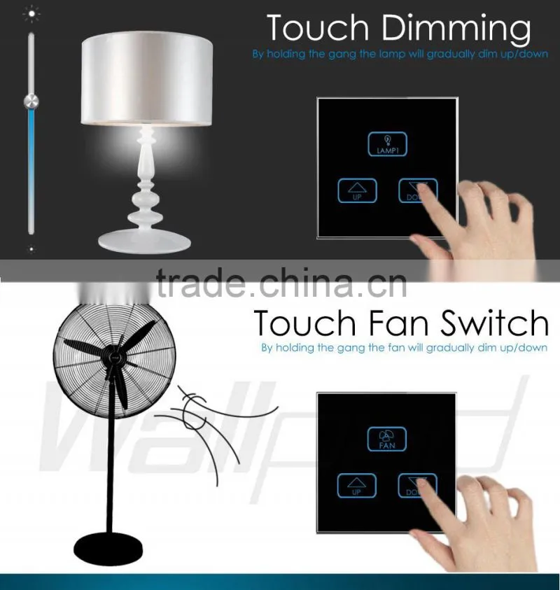BS CE Approved Wallpad Gold Temepred Glass Switch Remote 1 Gang Wireless Electric Touch Screen Sensor Smart Home Switch Panel