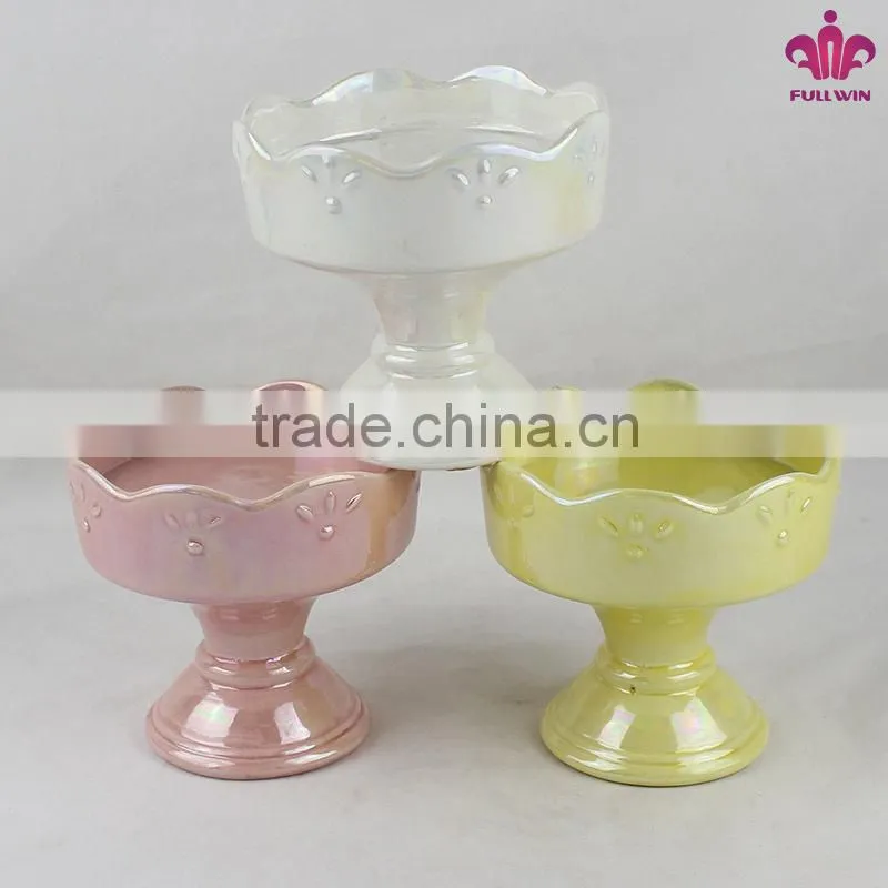 Peal-glazed Ceramic Mini-serve Footed Stand