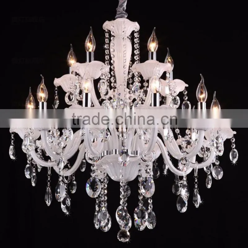 Replica White Crystal Chandelier Lighting Glass Lamp Shade Fabric