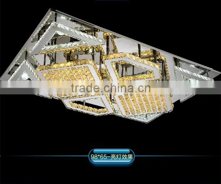 Square Stainless Steel Crystal Ceiling Light SMD5730 220V Crystal Ceiling Decoration Light